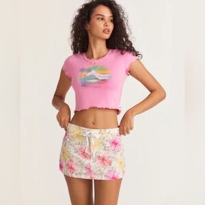LoveShackFancy x Hurley Hibiscus Florals 90s Boardie Mini Skirt NWT Size Small